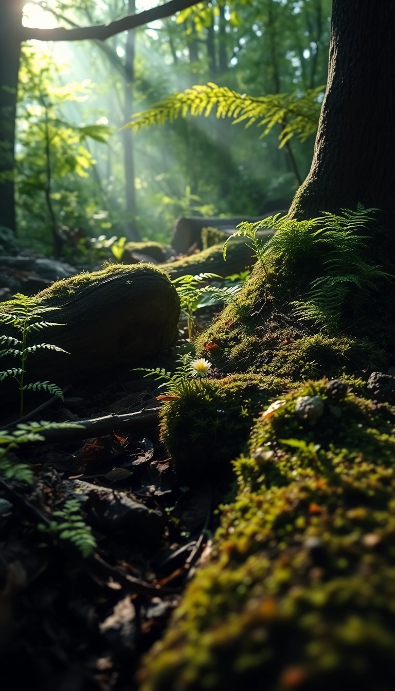 iPhone Realistic Spring Forest Floor Captivating Background Copyright-Free Stock Photo